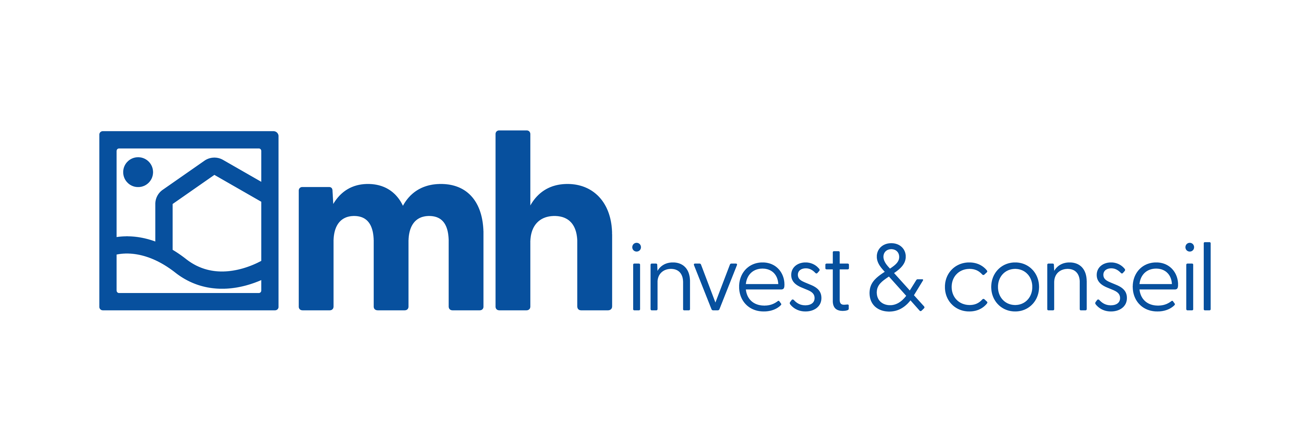 MH Invest Conseil Logotype bleu long